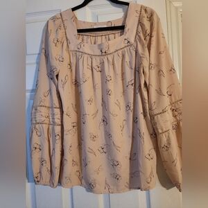 LC Lauren Conrad Blush Floral Blouse